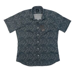 Jeff Clothing Shirt Mens XL Extra Large Grey Cotton Lights Short Sleeve Printed